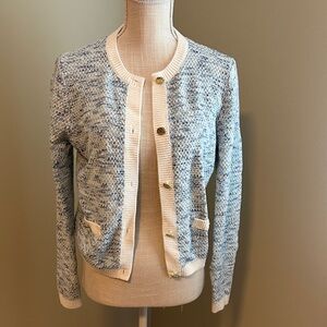 J. Crew Blue and Cream Cardigan Sweater